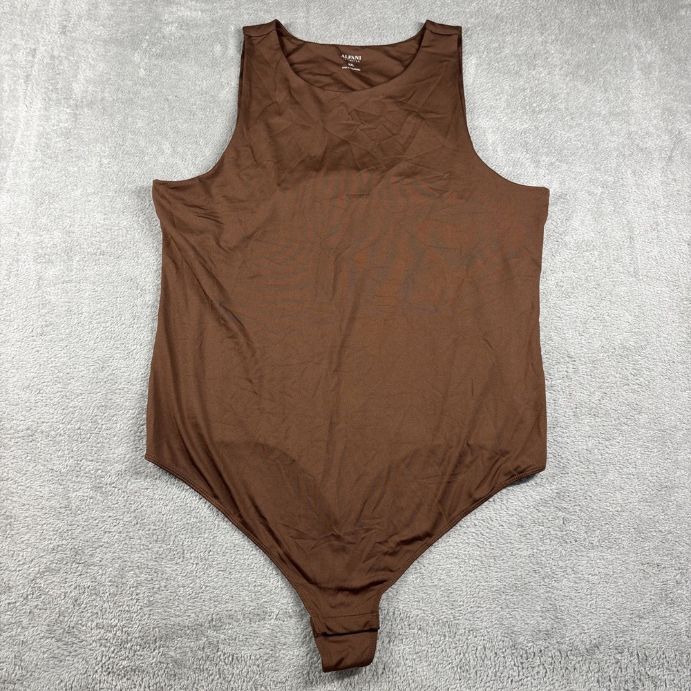 NWT Alfani Intimates Women's Bodysuit Tank Top Snap Bottom Shapewear Brown XXL